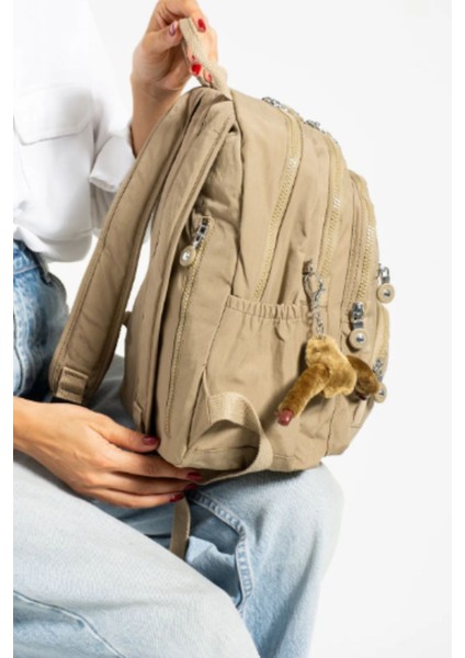 Unisex Suya Dayanıklı Krinkıl Kumaş Çok Gözlü Orta Boy Laptop Okul ve Sırt Çantası fiyatları
