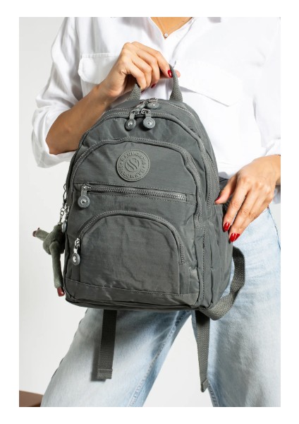 Unisex Suya Dayanıklı Krinkıl Kumaş Çok Gözlü Orta Boy Laptop Okul ve Sırt Çantası fiyatları