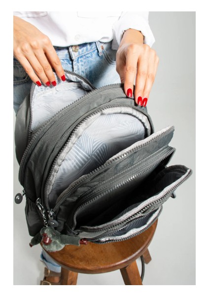 Unisex Suya Dayanıklı Krinkıl Kumaş Çok Gözlü Orta Boy Laptop Okul ve Sırt Çantası fırsatları