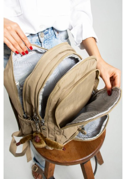 Unisex Suya Dayanıklı Krinkıl Kumaş Çok Gözlü Orta Boy Laptop Okul ve Sırt Çantası fırsatları