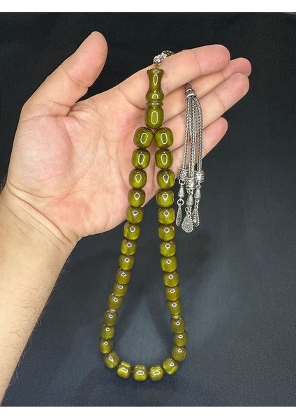Çubuk Kehribar Tesbih Yeşil Renk Kapsül Kesim 13MMX14,5MM T-619 fırsatları