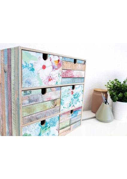 176-0610 Rio Renkli Ahşap Desen Yapışkanlı Folyo ( 45 cm x 1 mt )