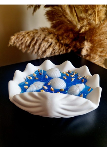 Dekoratif & Büyük Deniz Kabuğu Mavi Jel Mum modelleri