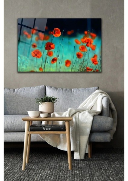 Gelincik Çiçekler Cam Tablo Duvar Dekarasyonu fiyatları