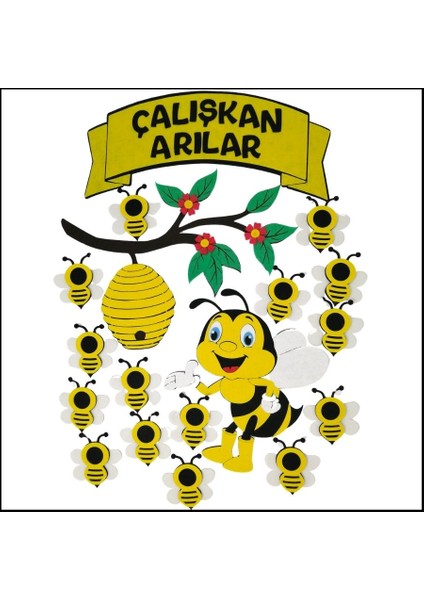 Sınıf Mevcudu Panosu Çalışkan Arılar (Keçe Eğitim Materyali) modelleri