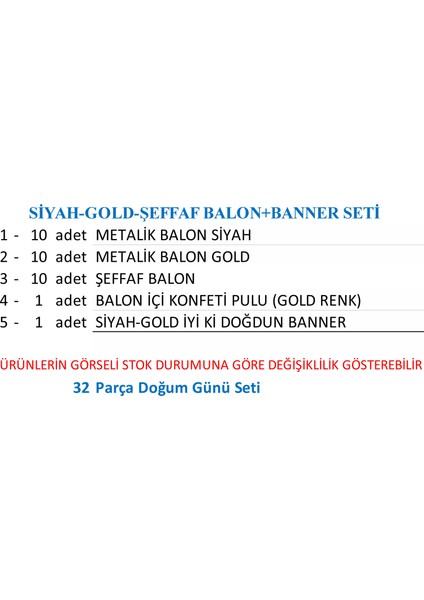 Siyah-Gold-Şeffaf Balon+Banner Seti