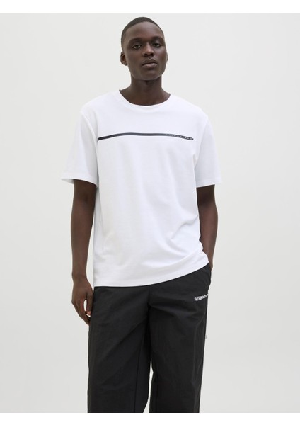 Jcofusıon Full Brandıng Tee Ss Crew Noos Erkek Beyaz Tshirt 12273120-01