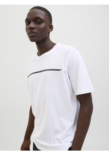 Jcofusıon Full Brandıng Tee Ss Crew Noos Erkek Beyaz Tshirt 12273120-01