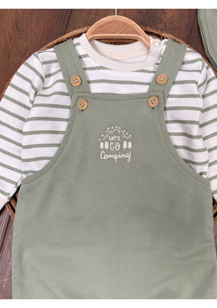 Şapkalı Salopet Bebek Takım Kampçı Temalı Nakışlı Omuzdan Çıtçıtlı fiyatları