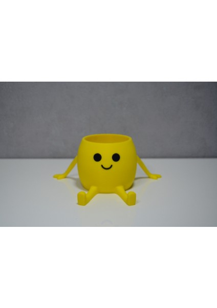 3D Oturan Mini Saksı Sarı