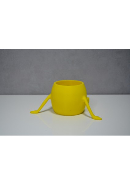 3D Oturan Mini Saksı Sarı