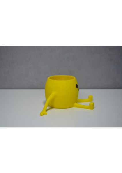 3D Oturan Mini Saksı Sarı
