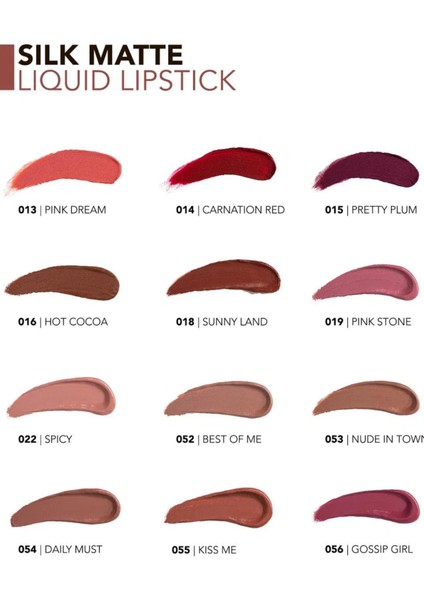 Silk Matte Yüksek Pigmentli & Mat Bitişli Nemlendirici Likit Ruj
