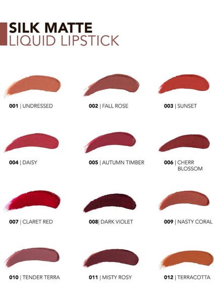 Silk Matte Yüksek Pigmentli & Mat Bitişli Nemlendirici Likit Ruj