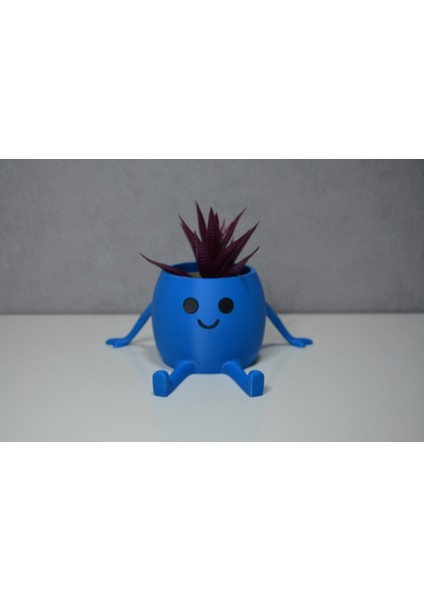 3D Oturan Mini Saksı Mavi
