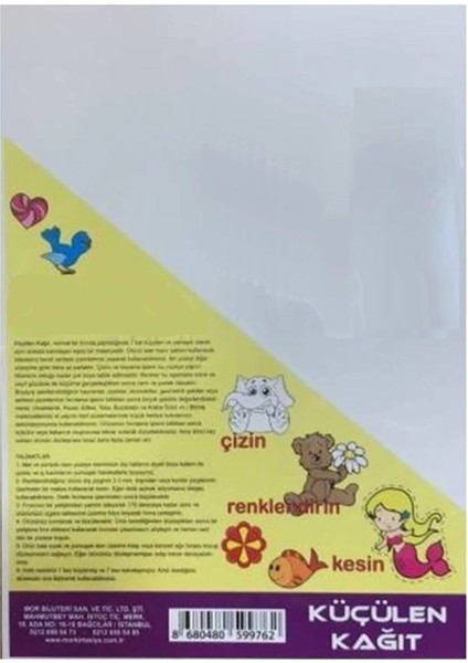 Hayal Sepeti Küçülen Kağıt 17-25 cm Ebatında Pakette 2 Adetli