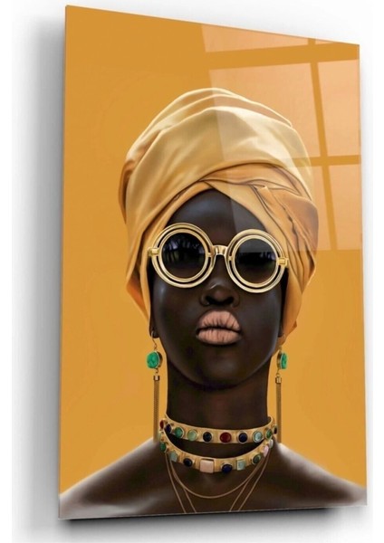 Afrikalı Kadın Cam Tablo