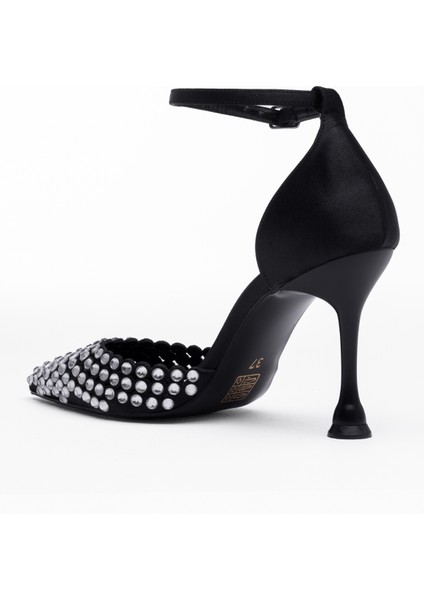 Stony Topuklu Stiletto Elmas Taşlı Kadın Zarif Şık Gece Ayakkabı