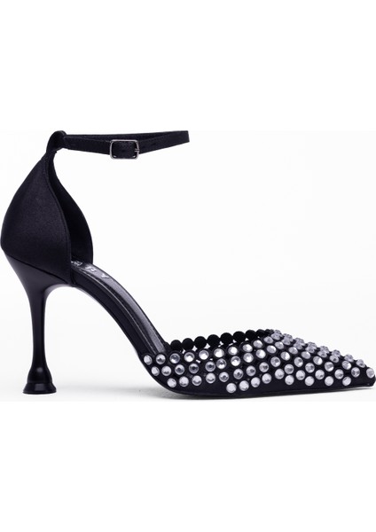 Stony Topuklu Stiletto Elmas Taşlı Kadın Zarif Şık Gece Ayakkabı