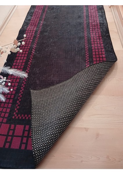 Siyah, Vişne, Organik Pamuk Dokuma Taban 80x300cm Yolluk fırsatları
