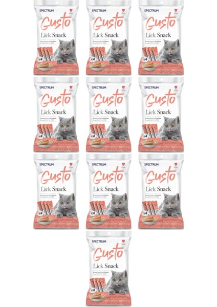 Gusto Lick Snack Somon Sıvı Kedi Ödülü 4X15GR - 10 Adet