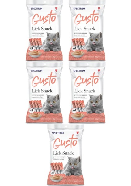 Gusto Lick Snack Somon Sıvı Kedi Ödülü 4X15GR - 5 Adet