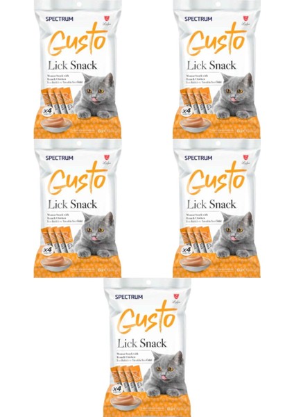 Gusto Lick Snack Ton Balığı ve Tavuklu Sıvı Kedi Ödülü 4X15GR - 5 Adet