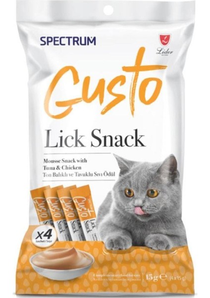 Gusto Lick Snack Ton Balığı ve Tavuklu Sıvı Kedi Ödülü 4X15GR - 5 Adet
