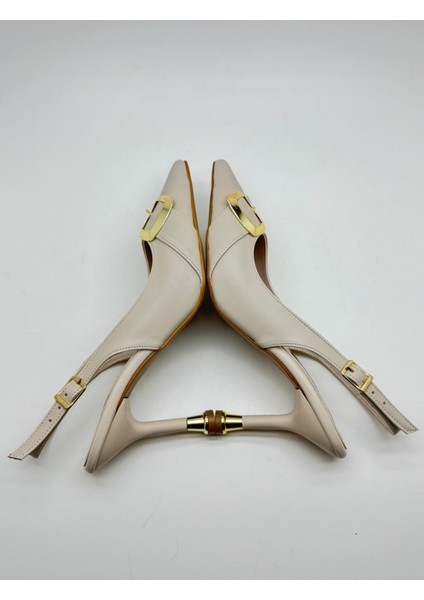 Kadın Tokalı Sivri Burun Arkası Açık Bantlı Topuklu Stiletto Eldora fırsatları