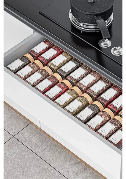 12’li Bambu Kapaklı Etiketli Cam Kare Formlu Baharatlık Takımı Serpme Başlıklı Baharatlık Set fırsatları