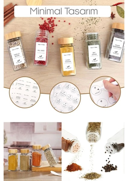 12’li Bambu Kapaklı Etiketli Cam Kare Formlu Baharatlık Takımı Serpme Başlıklı Baharatlık Set indirimleri