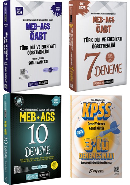 2025 Meb / Ags Çözümlü 10 Deneme / Türk Dili Ve Edebiyatı Öğretmenliği Çözümlü Soru Bankası Ve 7 Deneme