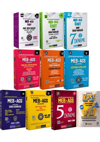 2025 Meb / Ags / Öabt Sınıf Öğretmenliği Kazandıran Set (Konu / Soru / Deneme ) (Fiziksel Kitap / Yapay Zeka )