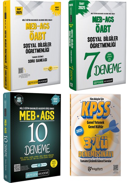 2025 Meb / Ags Tamamı Çözümlü 10 Deneme / Sosyal Bilgiler Öğretmenliği Çözümlü Soru Bankası Ve 7 Deneme
