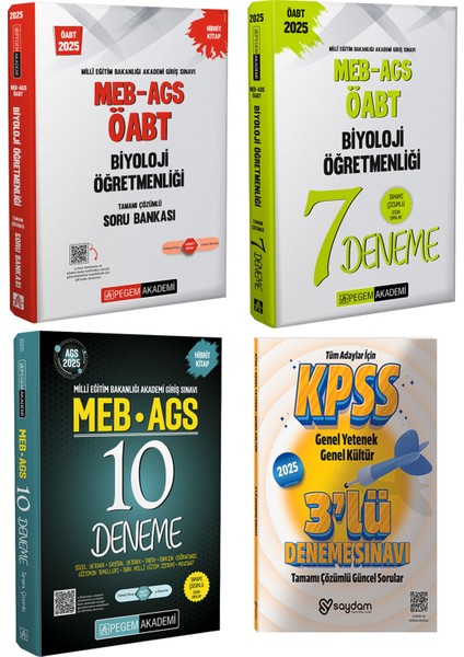 2025 Meb / Ags Tamamı Çözümlü 10 Deneme / Biyoloji Öğretmenliği Çözümlü Soru Bankası Ve 7 Deneme