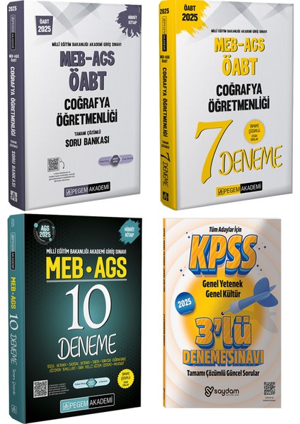 2025 Meb / Ags Tamamı Çözümlü 10 Deneme / Coğrafya Öğretmenliği Çözümlü Soru Bankası Ve 7 Deneme