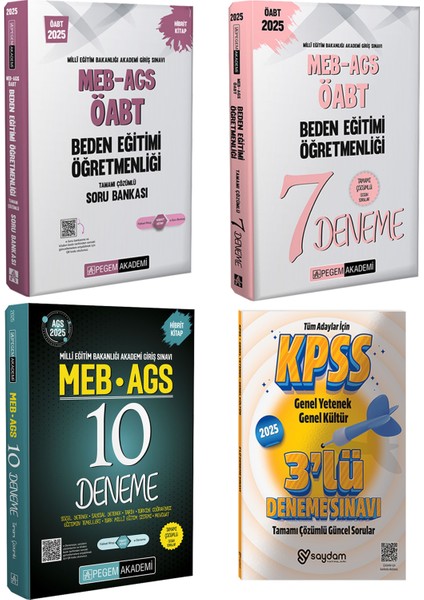 2025 Meb / Ags Tamamı Çözümlü 10 Deneme / Beden Eğitimi Öğretmenliği Çözümlü Soru Bankası Ve 7 Deneme
