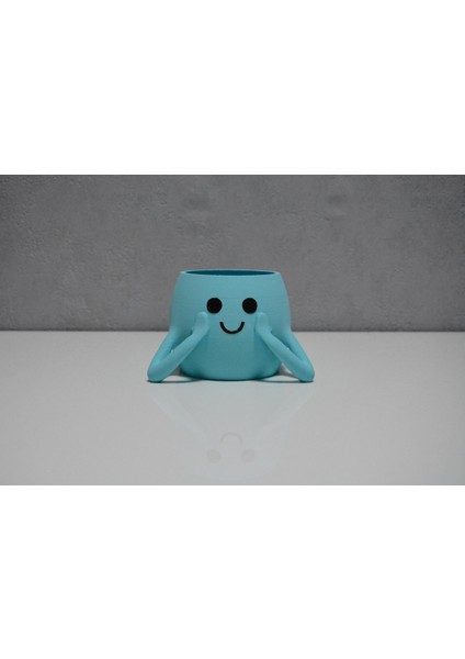 3D Neşeli Mini Saksı Turkuaz