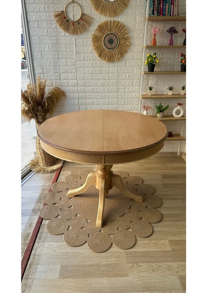 Concept Baba Ayaklı Masa Ahşap Yuvarlak Naturel Renkli Açılır Masa (Çap 110 cm )