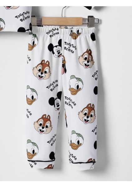 Bebek Pijama Takımı Sevimli Hayvanlar Desenli Kruvaze Yakalı Bebek Takımı