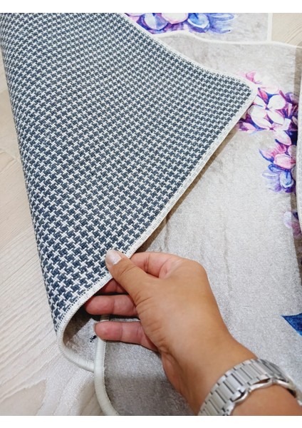 Çiçekler Kaymaz, Pamuk Dokuma Taban 2'li Klozet Takımı, Banyo Halısı (60X100-40X60) fırsatları
