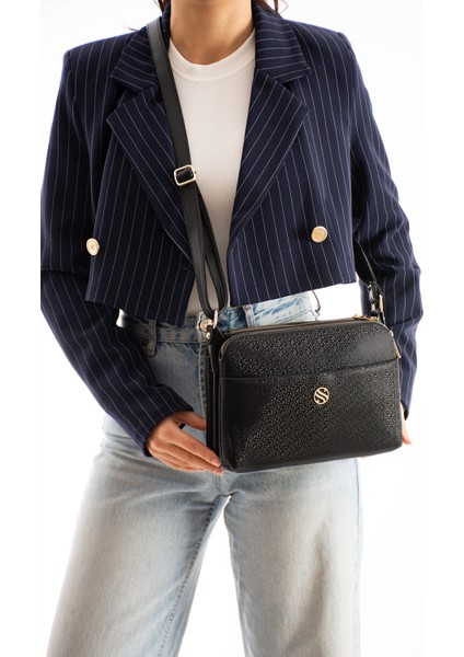 Kadın Ayarlanabilir Çapraz Askılı 4 Bölmeli ve Metal Fermuarlı Omuz Çantası modelleri