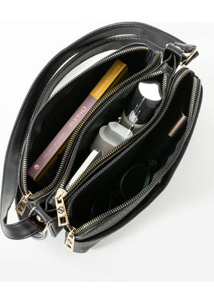 Kadın Ayarlanabilir Çapraz Askılı 4 Bölmeli ve Metal Fermuarlı Omuz Çantası fırsatları