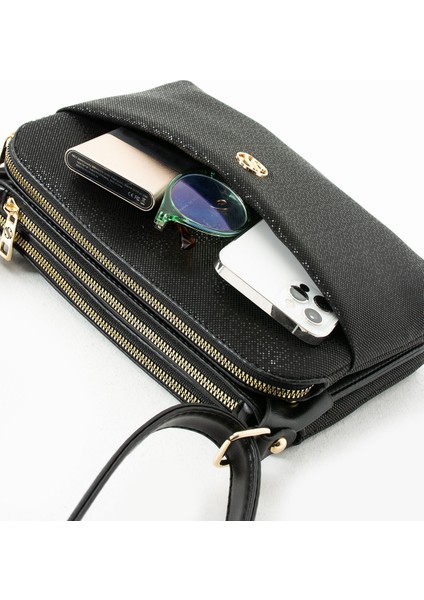 Kadın Ayarlanabilir Çapraz Askılı 4 Bölmeli ve Metal Fermuarlı Omuz Çantası indirimleri