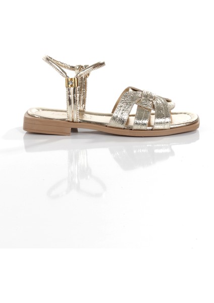 MİA028-3012 Deri Kadın Günlük Ortopedik Altın Tatil Sandalet indirimleri