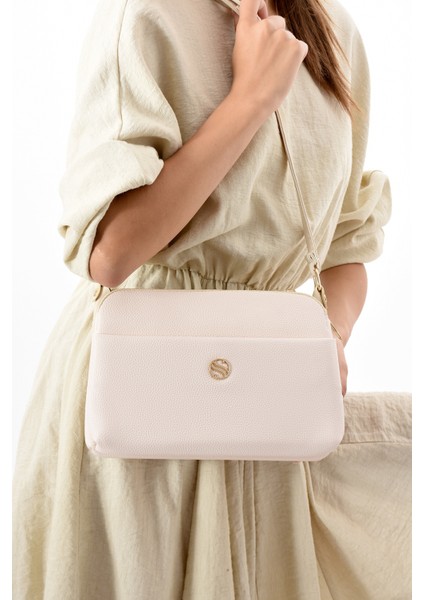 Kadın Ayarlanabilir Çapraz Askılı 4 Bölmeli ve Metal Fermuarlı Omuz Çantası