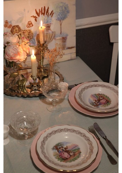 Masa Örtüsü Pötikare Fırfırlı Vintage 150 x 120YEŞIL