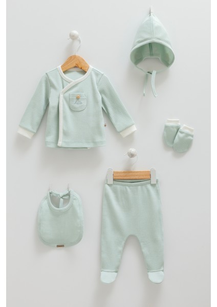 %100 Pamuk 5'li Set Hastane Çıkışı Erkek Bebek