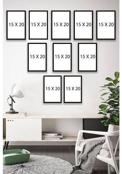 10 Parça Minimalist Çiçek Çerçeve Görünümlü Tablo