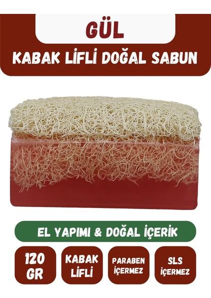 Doğal Kabak Lifli Gül Özlü Doğal Sabun 120 gr